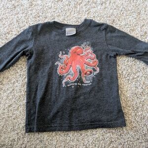 Grey Long-Sleeve Monterey Bay California Octopus T-Shirt